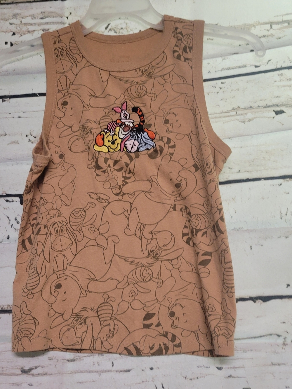 Disney Winnie The Pooh Tigger Piglet Eeyore Embroidered Graphic Tank Top XS